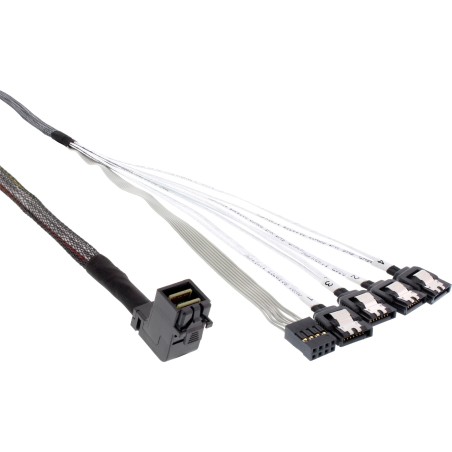 27631A - Câble InLine® Mini SAS HD, SFF-8643 coudé vers 4x SATA  bande latérale, 0,5 m