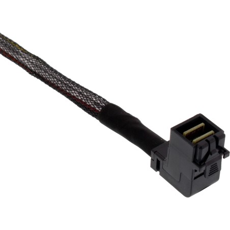 InLine? Mini SAS HD Kabel, SFF-8643 gewinkelt zu 4x SFF-8482  Strom, 0,5m