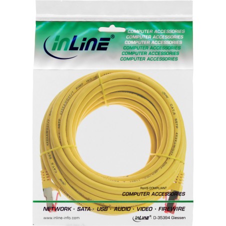 76915Y - Câble patch InLine®, S/FTP (PiMf), Cat.6, sans halogène, cuivre, jaune, 15 m