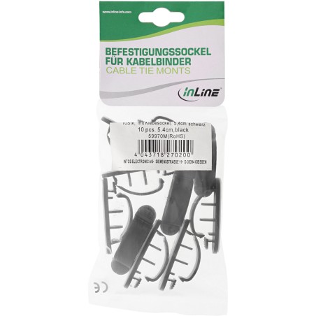 10er Pack InLine? Kabelmanager, mit Klebesockel, 8,5cm, schwarz