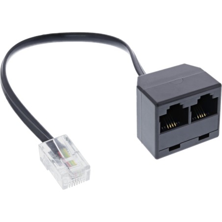 InLine? ISDN Verteiler 1x RJ45 ST / 2x RJ45 BU, (8P4C), o. Endwiderst?nde, 0,15m