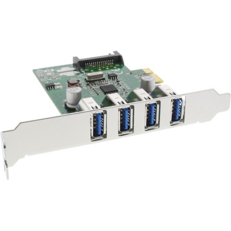 76661C - Carte d'interface InLine®, 4x USB-A, USB 3.2 Gen.1, PCIe, avec support de logement LP