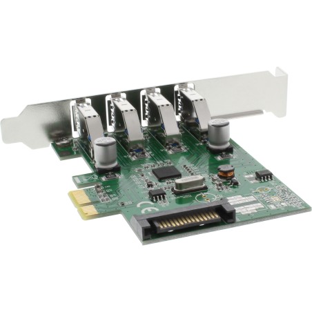 76661C - Carte d'interface InLine®, 4x USB-A, USB 3.2 Gen.1, PCIe, avec support de logement LP