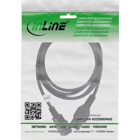 16811 - Sortie de câble d'alimentation InLine®, prise pour appareil chaud droite C15 vers BU droite C14, noir, 2m