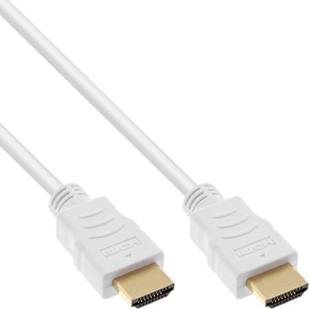 17501W - Câble InLine® HDMI haute vitesse avec Eth., Premium, ST / ST, blanc / or, 1 m