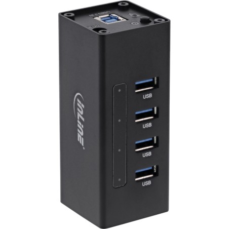 InLine? USB 3.0 Hub, 4 Port, Aluminiumgeh?use, schwarz, mit 2,5A Netzteil