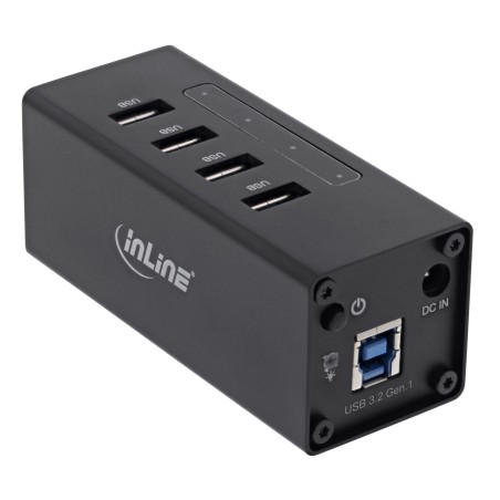 35395A - Hub InLine® USB 3.0, 4 ports, boîtier en aluminium, noir, avec alimentation 2,5 A