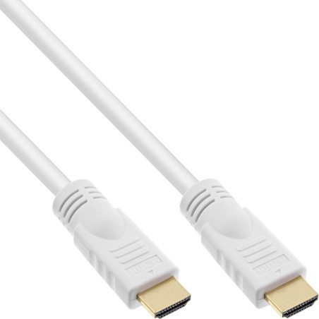 17505W - Câble InLine® HDMI haute vitesse avec Eth., Premium, ST / ST, blanc / or, 5m