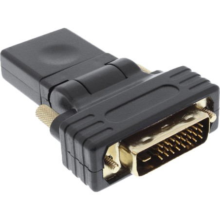 17660W - Adaptateur InLine® HDMI-DVI, HDMI femelle vers DVI mâle, angle flexible, 4K2K