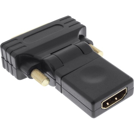 17660W - Adaptateur InLine® HDMI-DVI, HDMI femelle vers DVI mâle, angle flexible, 4K2K