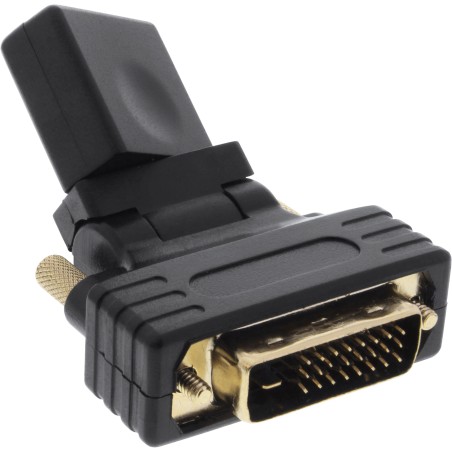 17660W - Adaptateur InLine® HDMI-DVI, HDMI femelle vers DVI mâle, angle flexible, 4K2K