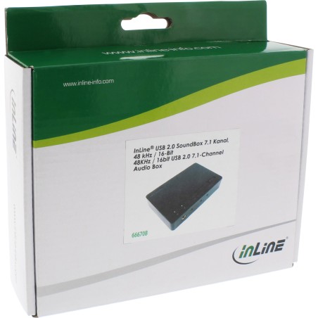 66670B - InLine® USB 2.0 SoundBox 7.1, 48 KHz / 16 bits, avec entrée/sortie numérique Toslink