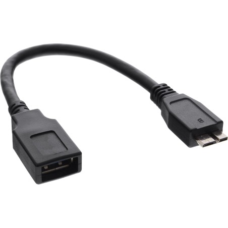 InLine? Micro-USB 3.0 OTG Adapterkabel, Micro-B Stecker an USB A Buchse, 0,15m