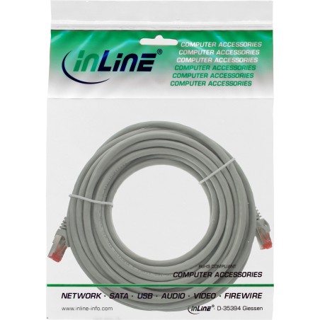 76110 - Câble patch InLine®, S/FTP (PiMf), Cat.6, 250 MHz, PVC, CCA, gris, 10 m