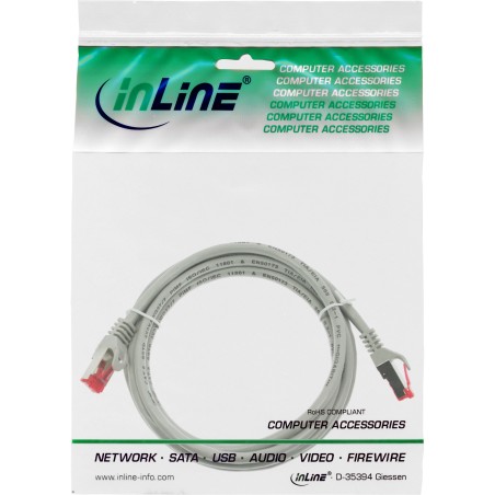 InLine? Patchkabel, S/FTP (PiMf), Cat.6, 250MHz, PVC, CCA, grau, 0,5m