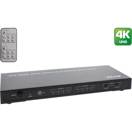 InLine? HDMI Matrix Switch / Umschalter, 4K2K, 4 Eing?nge auf 2 Ausg?nge