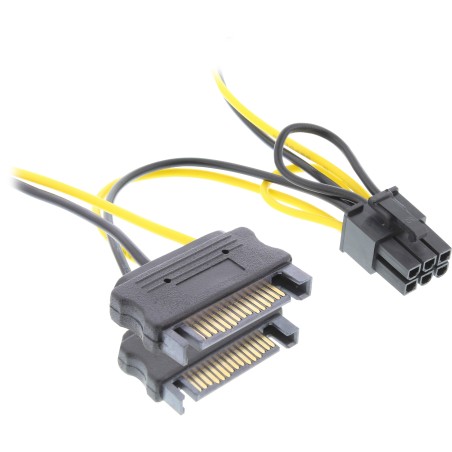 26628B - Adaptateur secteur InLine® interne, 2x SATA vers 6 broches pour cartes graphiques PCIe (PCI-Express)