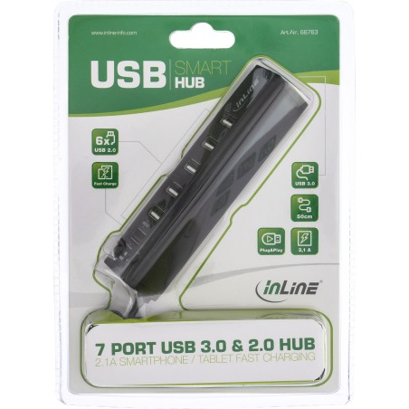 InLine? Smart Hub, 7-fach USB 3.0 / 2.0 Hub mit Schnelllade-Anschluss