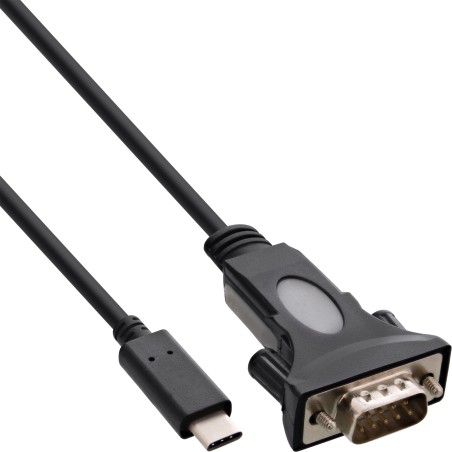 33308L - InLine® USB vers Ser, câble adaptateur, prise USB-C vers Sub D 9 broches, avec adaptateur 9-25 broches.