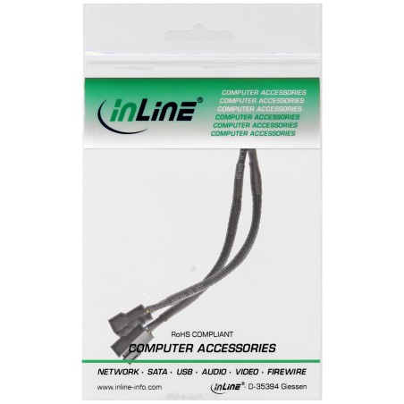 InLine? Y-Kabel f?r L?fter PWM, 4pol Molex  1 Stecker / 2 Buchse, 0,15m