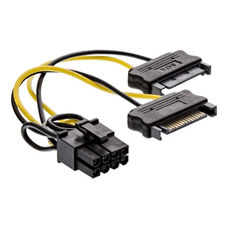 26628D - Adaptateur secteur InLine® interne, 2x SATA vers 8 broches pour cartes graphiques PCIe (PCI-Express)