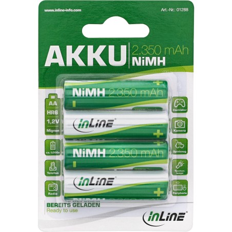 01288 - Batterie InLine® NiMH, Mignon (AA), 2350mAh, sous blister de 4