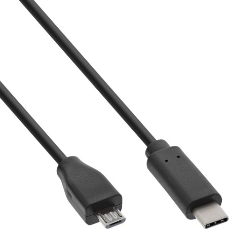 35746 - Câble InLine® USB 2.0, fiche USB-C vers fiche Micro-B, noir, 0,5 m