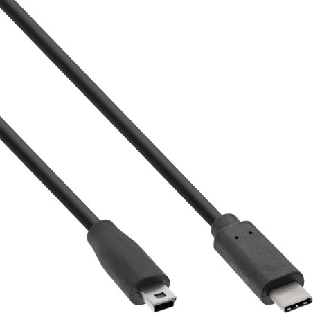 35756 - Câble InLine® USB 2.0, fiche USB-C vers fiche Mini-B, noir, 0,5 m