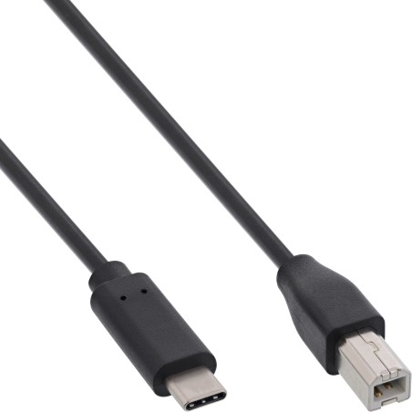 InLine? USB 2.0 Kabel, USB-C Stecker an USB-B Stecker, schwarz, 0,5m