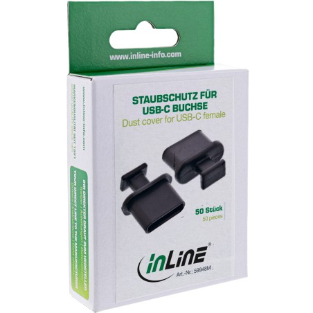 59948M - Protection anti-poussière InLine®, pour prise USB-C, noir paquet de 50