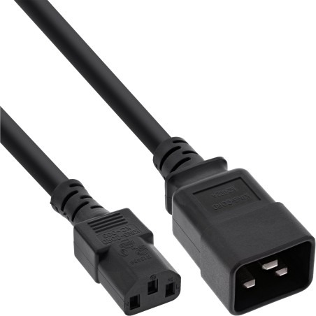 InLine? Netz Adapterkabel, IEC-60320 C20 auf C13, 3x1,5mm?, max 10A, 1m