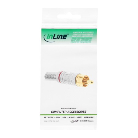 InLine? Cinchstecker L?tversion, Metall silber, Ring rot, f?r 6mm Kabel