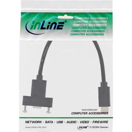 InLine? USB 3.2 Gen.2 Adapterkabel, Stecker C auf Einbaubuchse C, 0,20m