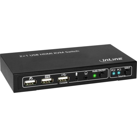 InLine? KVM Desktop Switch, 2-fach, HDMI 4K2K, USB 2.0 Hub, mit Audio