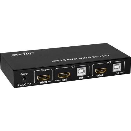 InLine? KVM Desktop Switch, 2-fach, HDMI 4K2K, USB 2.0 Hub, mit Audio