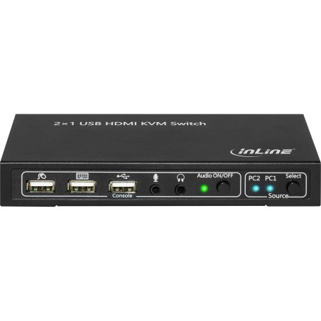 62602I - Commutateur de bureau KVM InLine®, 2 voies, HDMI 4K2K, hub USB 2.0, avec audio