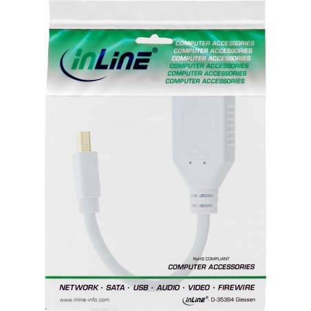 17150W - Câble InLine® Mini DisplayPort ST vers DisplayPort BU, 4K2K, blanc, 0,15 m