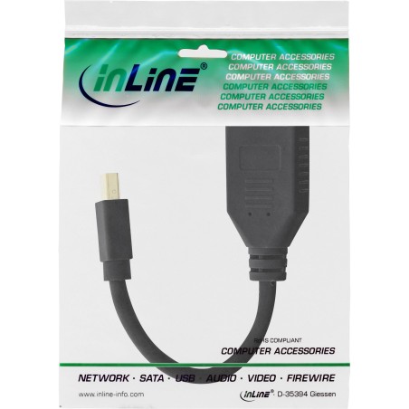 17150S - Câble InLine® Mini DisplayPort ST vers DisplayPort BU, 4K2K, noir, 0,15 m