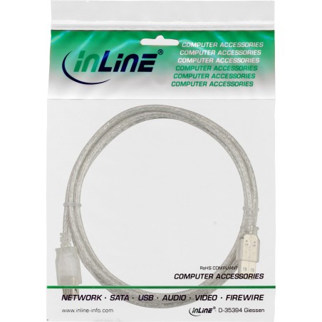 InLine ? Rallonge USB 2.0, mâle/femelle, type A, transparent, 0,5m