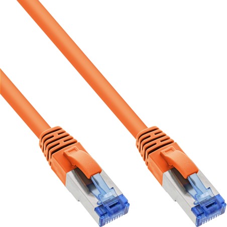 76850O - Câble patch InLine®, S/FTP (PiMf), Cat.6A, sans halogène, orange, 0,5 m