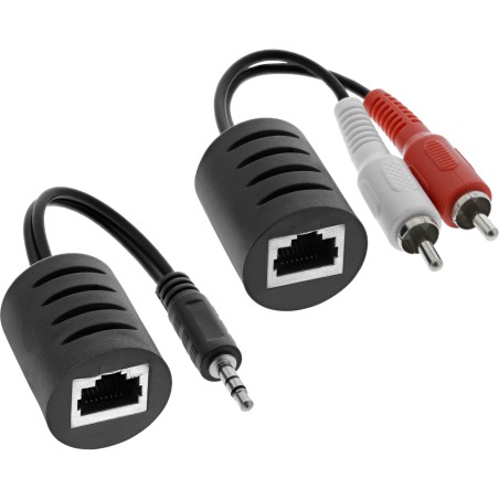 89003 - InLine® Audio via RJ45 passif, 2x RCA 1x jack 3,5 mm / prise RJ45, max. 50 m