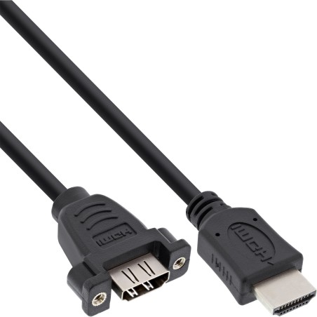 17500B - Câble adaptateur InLine® HDMI 4K2K pour installation, HDMI A mâle/femelle, 0,6 m