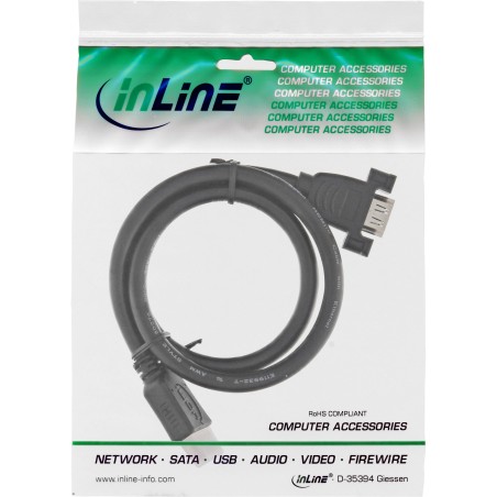 17500B - Câble adaptateur InLine® HDMI 4K2K pour installation, HDMI A mâle/femelle, 0,6 m