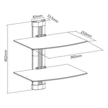 23151B - Support mural InLine®, pour DVD, Bluray, récepteur satellite, jusqu'à 8 kg, noir