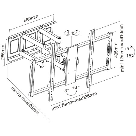 23111A - Support mural InLine®, pour TFT/LCD/LED/Plasma 152-254 cm (60-100), max.