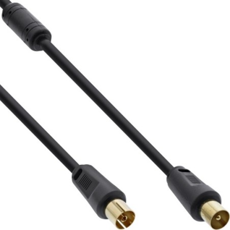 InLine® Antennenkabel Premium, 2x geschirmt, mit Filter, 85dB, schwarz, 0,5m