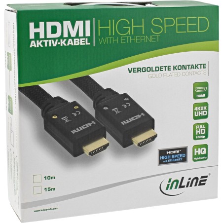 InLine? HDMI Aktiv-Kabel, HDMI-High Speed mit Ethernet, 4K2K, ST/ST, 15m