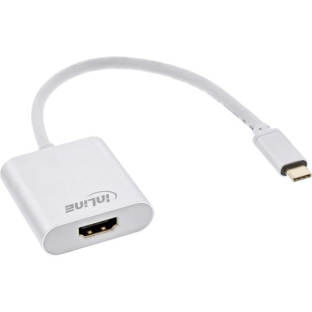 64101S - InLine® Convertisseur d'écran USB, USB-C mâle vers HDMI femelle 4K/60Hz, argent