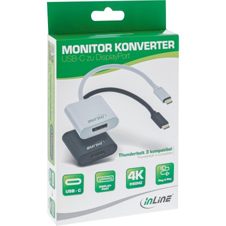 64102B - InLine® Convertisseur USB écran, USB-C mâle vers DisplayPort 4K/60Hz noir