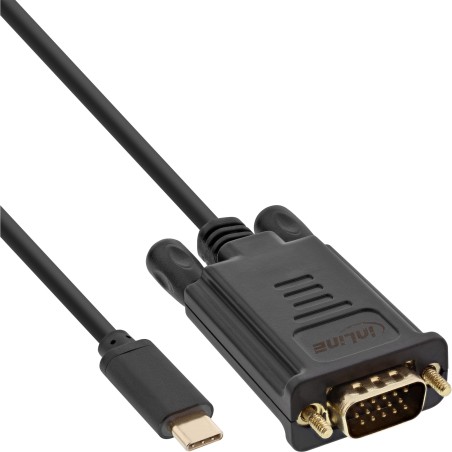 64142 - InLine® câble USB pour écran, USB Typ-C mâle à VGA mâle (DP Alt Mode), noir, 2m